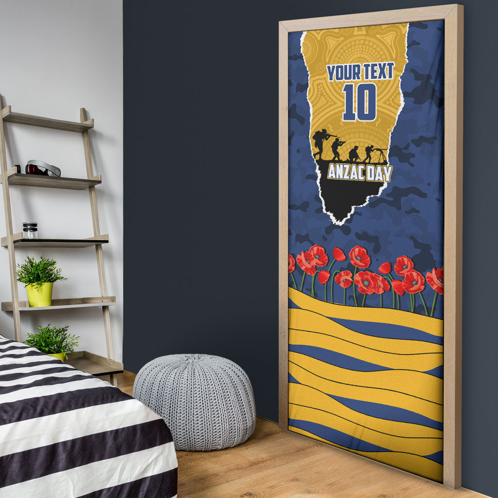 Personalized Parramatta Eels ANZAC Tribute Door Cover Poppy Field Soldier Silhouette Aboriginal Rugby Mascot
