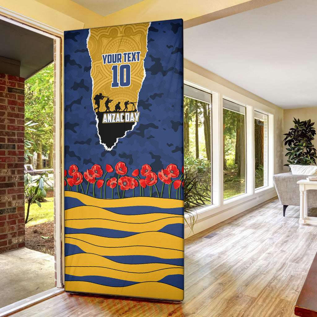 Personalized Parramatta Eels ANZAC Tribute Door Cover Poppy Field Soldier Silhouette Aboriginal Rugby Mascot