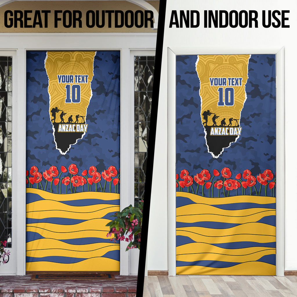 Personalized Parramatta Eels ANZAC Tribute Door Cover Poppy Field Soldier Silhouette Aboriginal Rugby Mascot