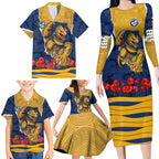 Personalized Parramatta Eels ANZAC Tribute Family Matching Long Sleeve Bodycon Dress and Hawaiian Shirt Poppy Field Soldier Silhouette Aboriginal Rugby Mascot