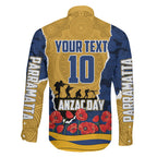 Personalized Parramatta Eels ANZAC Tribute Family Matching Mermaid Dress and Hawaiian Shirt Poppy Field Soldier Silhouette Aboriginal Rugby Mascot