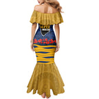 Personalized Parramatta Eels ANZAC Tribute Family Matching Mermaid Dress and Hawaiian Shirt Poppy Field Soldier Silhouette Aboriginal Rugby Mascot