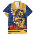 Personalized Parramatta Eels ANZAC Tribute Family Matching Summer Maxi Dress and Hawaiian Shirt Poppy Field Soldier Silhouette Aboriginal Rugby Mascot