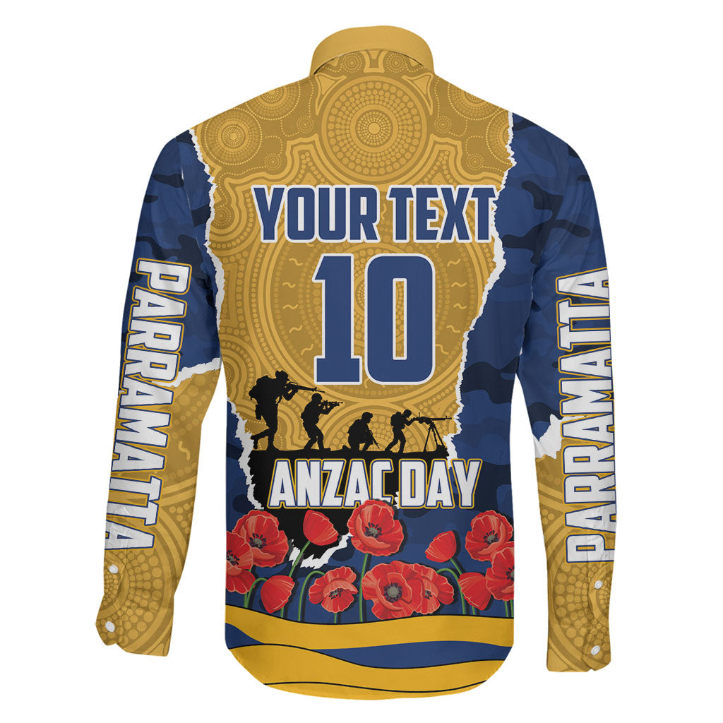 Personalized Parramatta Eels ANZAC Tribute Family Matching Summer Maxi Dress and Hawaiian Shirt Poppy Field Soldier Silhouette Aboriginal Rugby Mascot