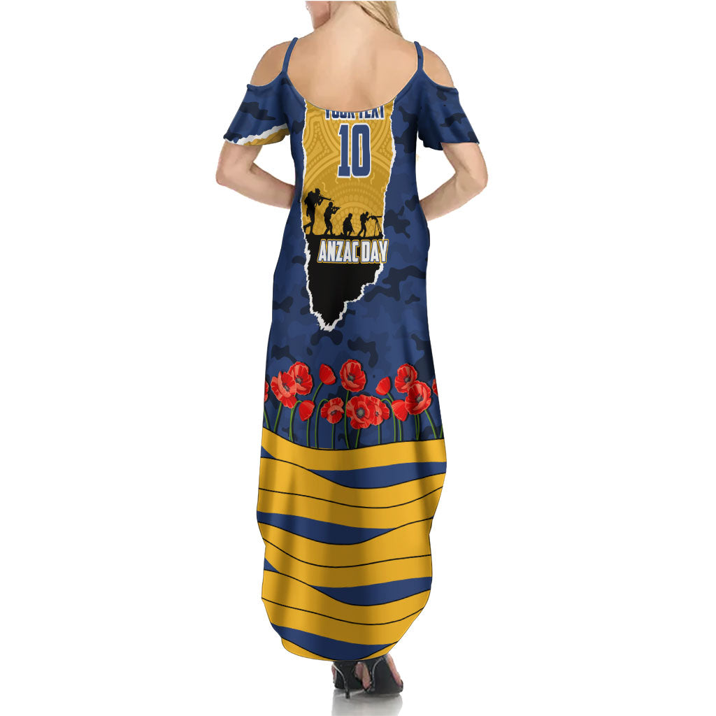 Personalized Parramatta Eels ANZAC Tribute Family Matching Summer Maxi Dress and Hawaiian Shirt Poppy Field Soldier Silhouette Aboriginal Rugby Mascot