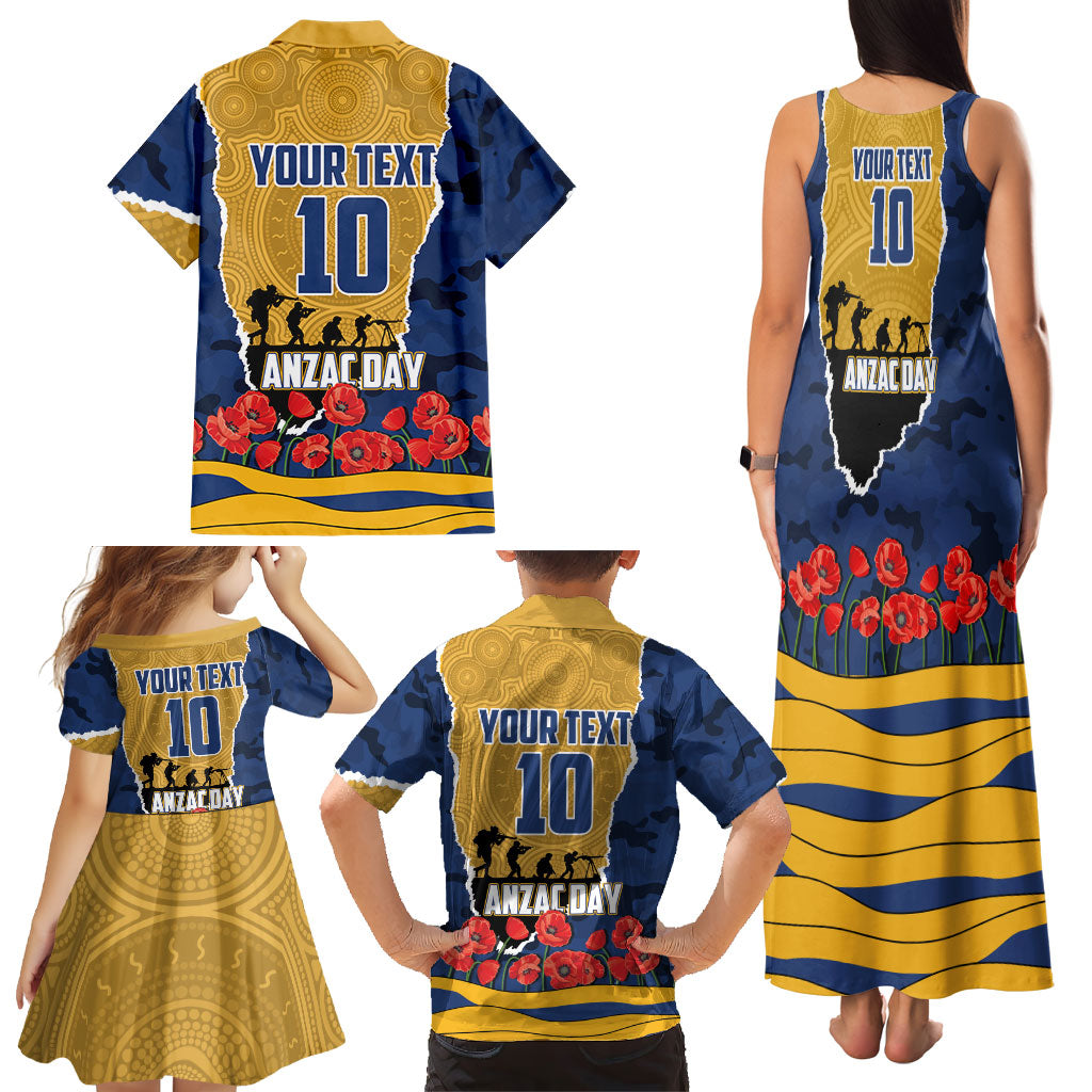 Personalized Parramatta Eels ANZAC Tribute Family Matching Tank Maxi Dress and Hawaiian Shirt Poppy Field Soldier Silhouette Aboriginal Rugby Mascot