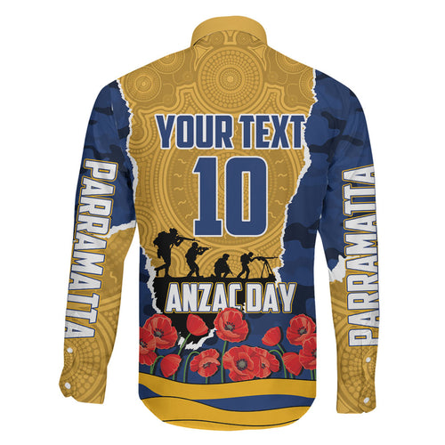 Personalized Parramatta Eels ANZAC Tribute Family Matching Tank Maxi Dress and Hawaiian Shirt Poppy Field Soldier Silhouette Aboriginal Rugby Mascot