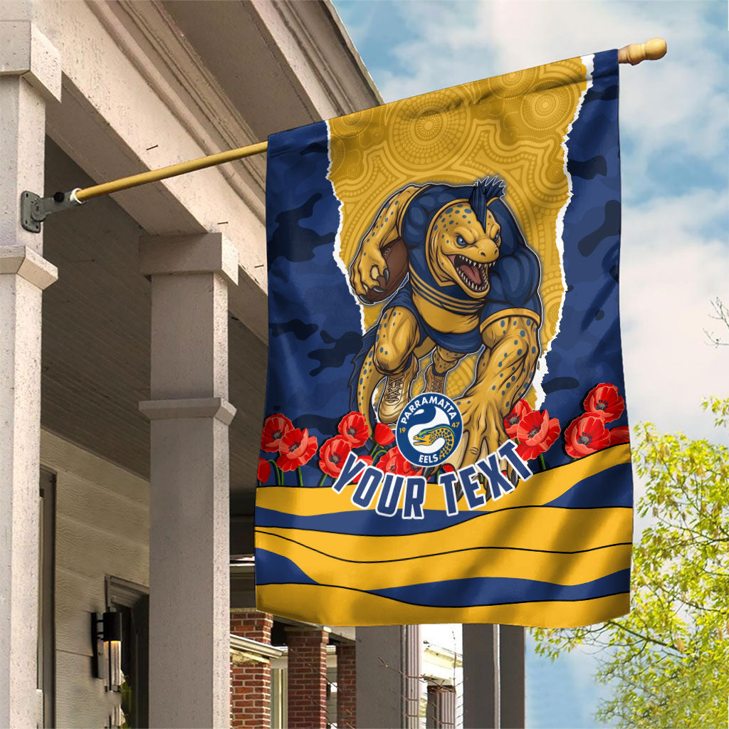 Personalized Parramatta Eels ANZAC Tribute Garden Flag Poppy Field Soldier Silhouette Aboriginal Rugby Mascot