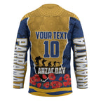 Personalized Parramatta Eels ANZAC Tribute Hockey Jersey Poppy Field Soldier Silhouette Aboriginal Rugby Mascot