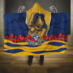 Personalized Parramatta Eels ANZAC Tribute Hooded Blanket Poppy Field Soldier Silhouette Aboriginal Rugby Mascot