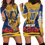 Personalized Parramatta Eels ANZAC Tribute Hoodie Dress Poppy Field Soldier Silhouette Aboriginal Rugby Mascot
