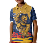 Personalized Parramatta Eels ANZAC Tribute Kid Polo Shirt Poppy Field Soldier Silhouette Aboriginal Rugby Mascot