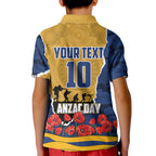 Personalized Parramatta Eels ANZAC Tribute Kid Polo Shirt Poppy Field Soldier Silhouette Aboriginal Rugby Mascot