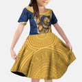 Personalized Parramatta Eels ANZAC Tribute Kid Short Sleeve Dress Poppy Field Soldier Silhouette Aboriginal Rugby Mascot