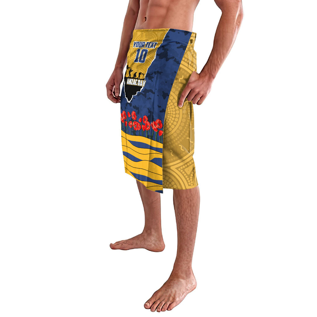 Personalized Parramatta Eels ANZAC Tribute Lavalava Poppy Field Soldier Silhouette Aboriginal Rugby Mascot
