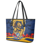 Personalized Parramatta Eels ANZAC Tribute Leather Tote Bag Poppy Field Soldier Silhouette Aboriginal Rugby Mascot