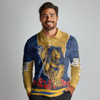 Personalized Parramatta Eels ANZAC Tribute Long Sleeve Polo Shirt Poppy Field Soldier Silhouette Aboriginal Rugby Mascot
