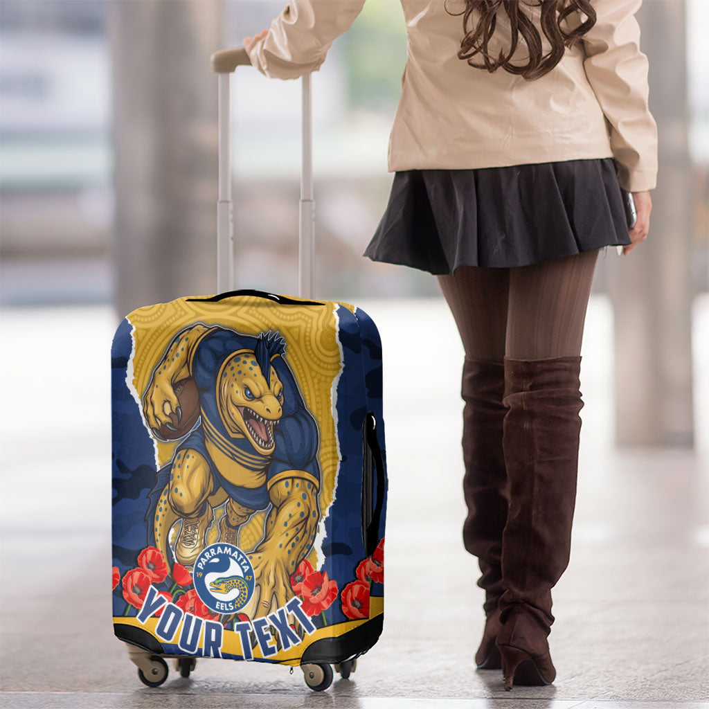 Personalized Parramatta Eels ANZAC Tribute Luggage Cover Poppy Field Soldier Silhouette Aboriginal Rugby Mascot