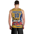 Personalized Parramatta Eels ANZAC Tribute Men Tank Top Poppy Field Soldier Silhouette Aboriginal Rugby Mascot