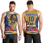 Personalized Parramatta Eels ANZAC Tribute Men Tank Top Poppy Field Soldier Silhouette Aboriginal Rugby Mascot