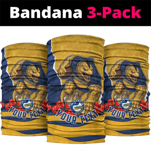 Personalized Parramatta Eels ANZAC Tribute Neck Gaiter Poppy Field Soldier Silhouette Aboriginal Rugby Mascot