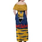 Personalized Parramatta Eels ANZAC Tribute Off Shoulder Maxi Dress Poppy Field Soldier Silhouette Aboriginal Rugby Mascot