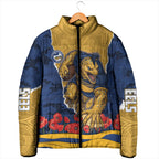 Personalized Parramatta Eels ANZAC Tribute Padded Jacket Poppy Field Soldier Silhouette Aboriginal Rugby Mascot