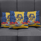 Personalized Parramatta Eels ANZAC Tribute Pillow Cover Poppy Field Soldier Silhouette Aboriginal Rugby Mascot