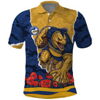 Personalized Parramatta Eels ANZAC Tribute Polo Shirt Poppy Field Soldier Silhouette Aboriginal Rugby Mascot