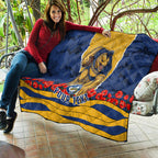 Personalized Parramatta Eels ANZAC Tribute Quilt Poppy Field Soldier Silhouette Aboriginal Rugby Mascot