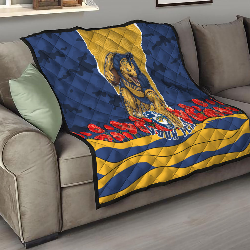 Personalized Parramatta Eels ANZAC Tribute Quilt Poppy Field Soldier Silhouette Aboriginal Rugby Mascot