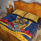 Personalized Parramatta Eels ANZAC Tribute Quilt Bed Set Poppy Field Soldier Silhouette Aboriginal Rugby Mascot