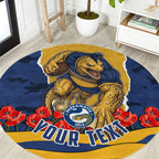 Personalized Parramatta Eels ANZAC Tribute Round Carpet Poppy Field Soldier Silhouette Aboriginal Rugby Mascot
