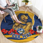 Personalized Parramatta Eels ANZAC Tribute Round Carpet Poppy Field Soldier Silhouette Aboriginal Rugby Mascot