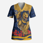 Personalized Parramatta Eels ANZAC Tribute Scrub Top Poppy Field Soldier Silhouette Aboriginal Rugby Mascot
