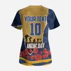 Personalized Parramatta Eels ANZAC Tribute Scrub Top Poppy Field Soldier Silhouette Aboriginal Rugby Mascot