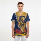 Personalized Parramatta Eels ANZAC Tribute Scrub Top Poppy Field Soldier Silhouette Aboriginal Rugby Mascot