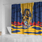 Personalized Parramatta Eels ANZAC Tribute Shower Curtain Poppy Field Soldier Silhouette Aboriginal Rugby Mascot