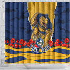 Personalized Parramatta Eels ANZAC Tribute Shower Curtain Poppy Field Soldier Silhouette Aboriginal Rugby Mascot