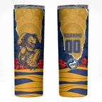 Personalized Parramatta Eels ANZAC Tribute Skinny Tumbler Poppy Field Soldier Silhouette Aboriginal Rugby Mascot