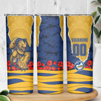 Personalized Parramatta Eels ANZAC Tribute Skinny Tumbler Poppy Field Soldier Silhouette Aboriginal Rugby Mascot