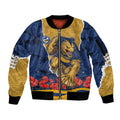 Personalized Parramatta Eels ANZAC Tribute Sleeve Zip Bomber Jacket Poppy Field Soldier Silhouette Aboriginal Rugby Mascot