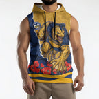 Personalized Parramatta Eels ANZAC Tribute Sleeveless Hoodie Poppy Field Soldier Silhouette Aboriginal Rugby Mascot