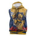 Personalized Parramatta Eels ANZAC Tribute Sleeveless Zip Hoodie Poppy Field Soldier Silhouette Aboriginal Rugby Mascot