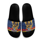 Personalized Parramatta Eels ANZAC Tribute Slide Sandals Poppy Field Soldier Silhouette Aboriginal Rugby Mascot