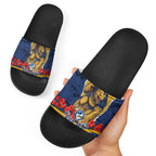 Personalized Parramatta Eels ANZAC Tribute Slide Sandals Poppy Field Soldier Silhouette Aboriginal Rugby Mascot