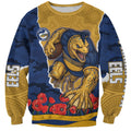 Personalized Parramatta Eels ANZAC Tribute Sweatshirt Poppy Field Soldier Silhouette Aboriginal Rugby Mascot