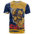 Personalized Parramatta Eels ANZAC Tribute T Shirt Poppy Field Soldier Silhouette Aboriginal Rugby Mascot