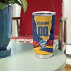 Personalized Parramatta Eels ANZAC Tribute Tumbler Cup Poppy Field Soldier Silhouette Aboriginal Rugby Mascot