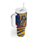 Personalized Parramatta Eels ANZAC Tribute Tumbler With Handle Poppy Field Soldier Silhouette Aboriginal Rugby Mascot